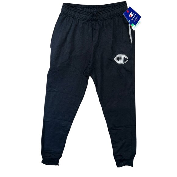 Champion Power Blend BeeHive Patch Sweat Pants Sz Medium Black Womens Soft - Picture 10 of 13